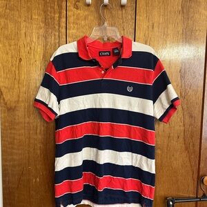 Chaps Red and Blue Polo Shirt Classic Striped Design